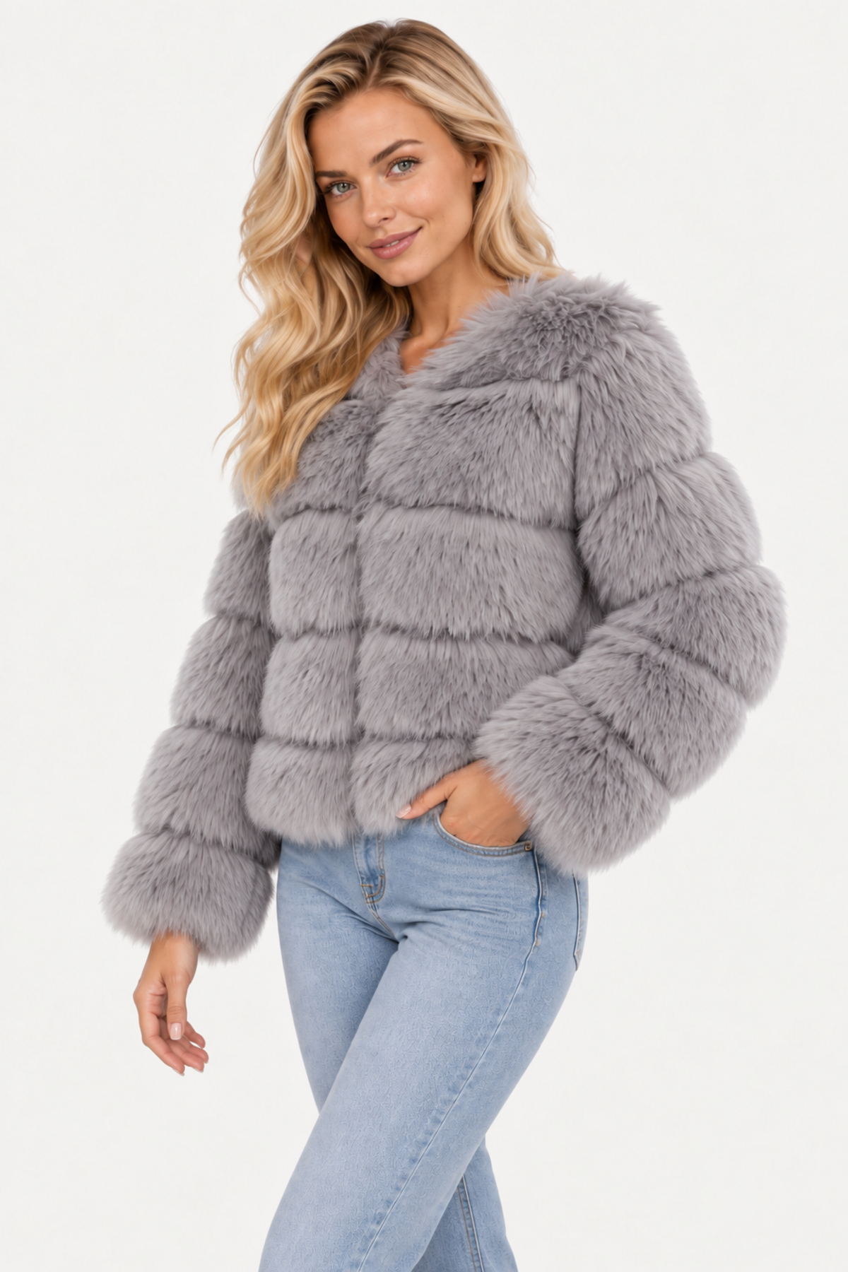 Violetta | Short Faux Fur Panelled Jacket