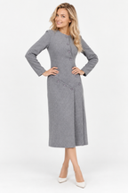 Maribel | Asymmetric Tweed Button Front Midi Coat Dress
