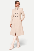 Maristelle | Faux Fur Collar Embossed Long Coat