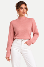 Rosalind | Ribbed Mock Neck Knit Sweater