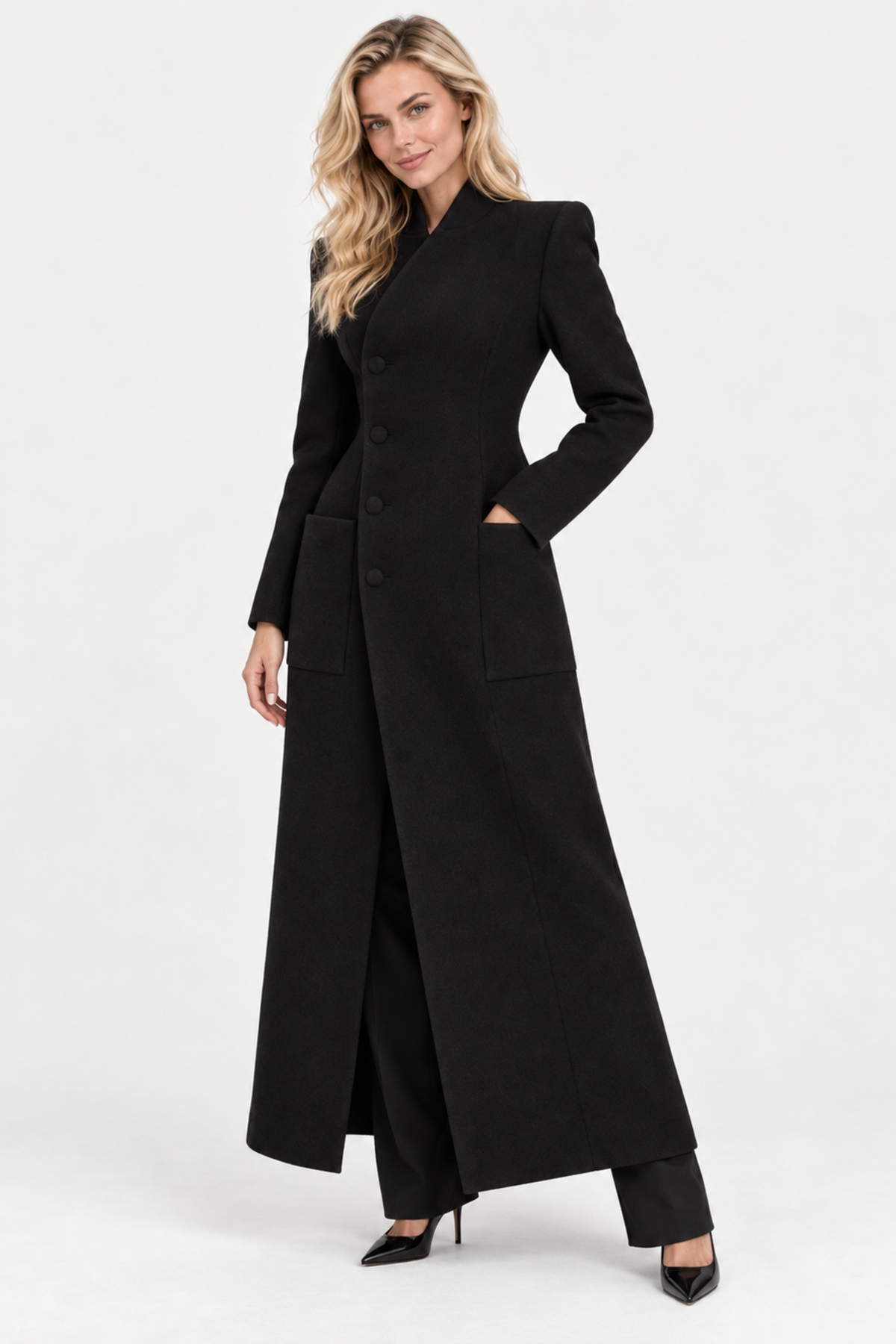 Rosavienne | Tailored Waist-Cinched Long Coat