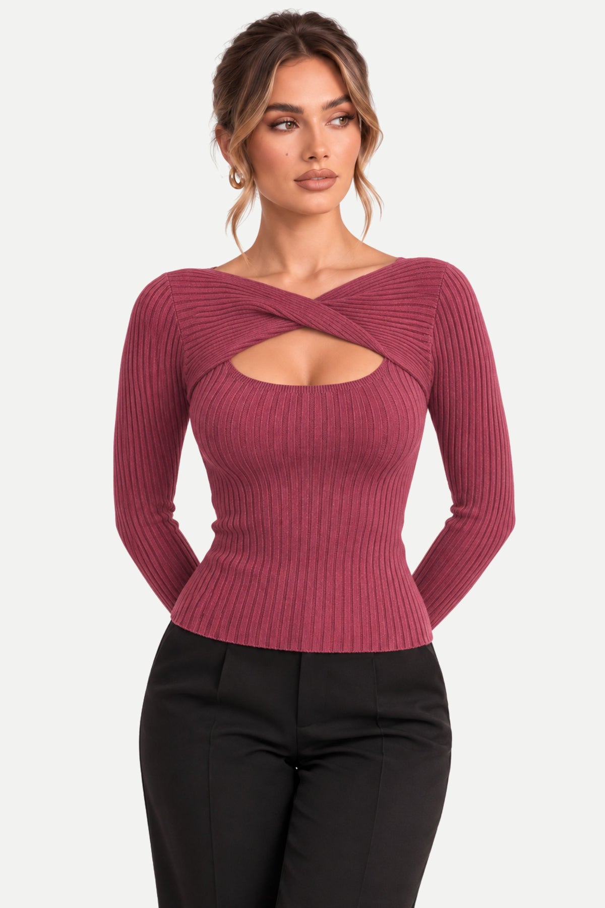 Marisol | Crossover Cutout Ribbed Top