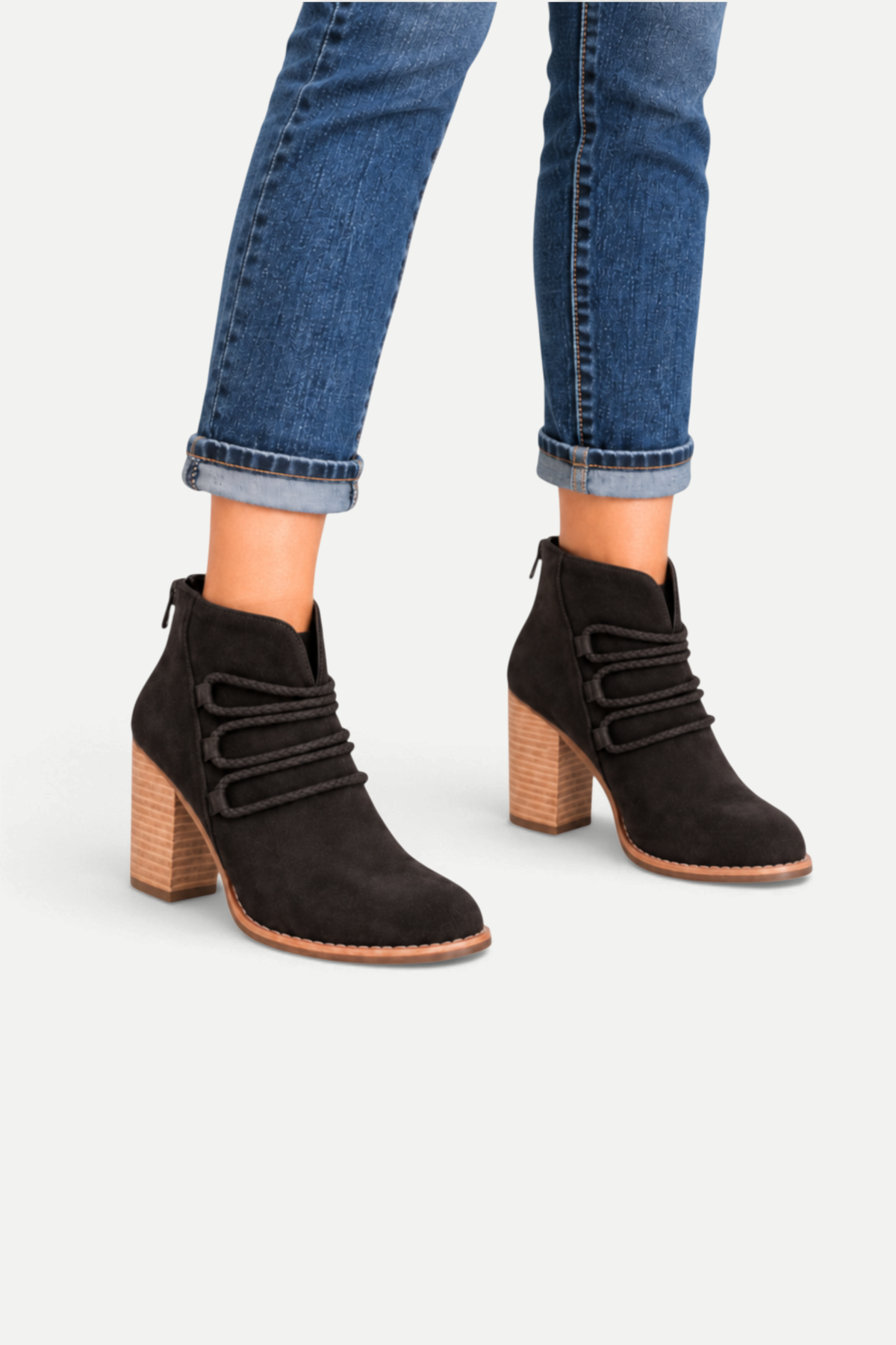 Aurevienne | Braided Strap Chunky Heel Ankle Boots