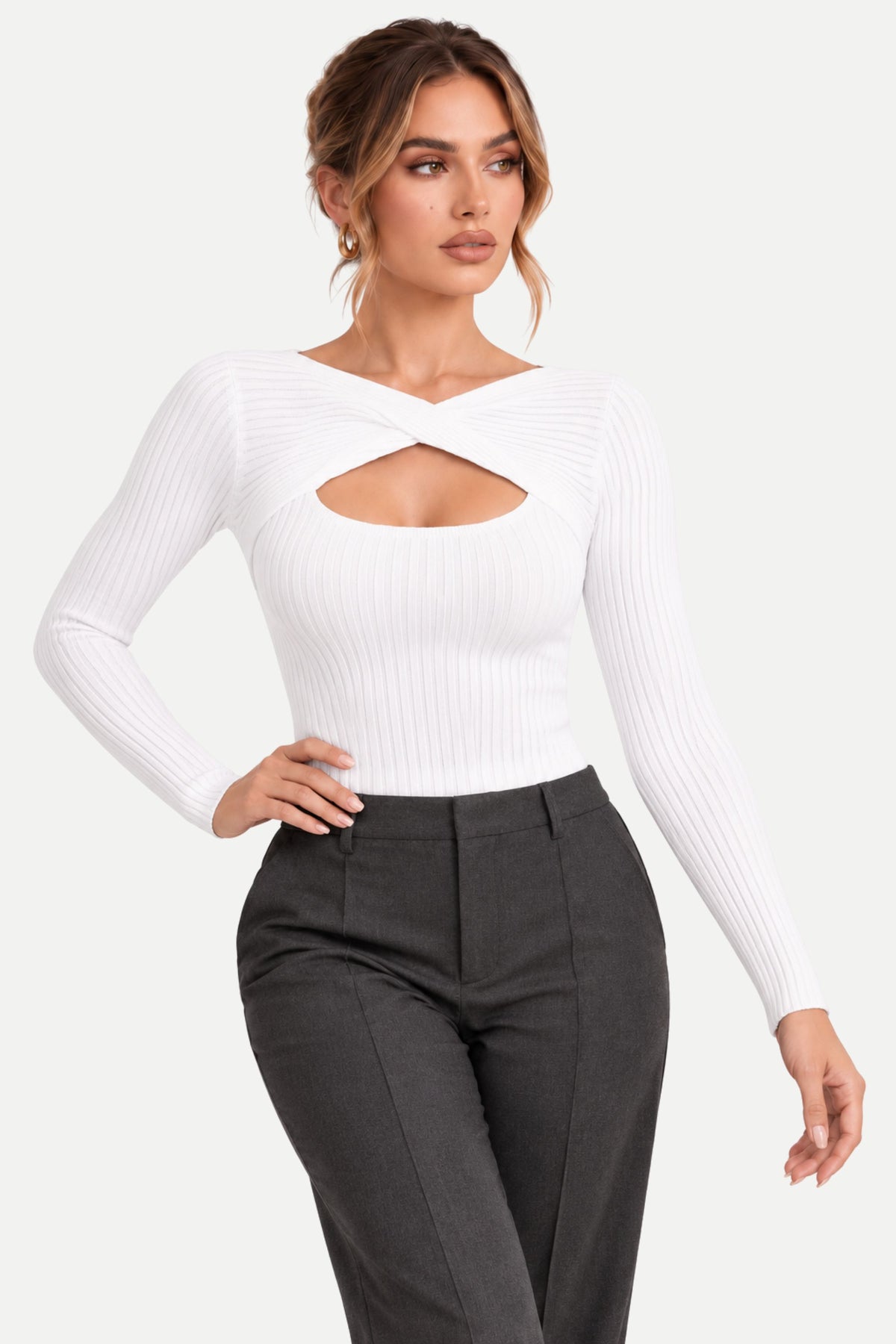 Marisol | Crossover Cutout Ribbed Top