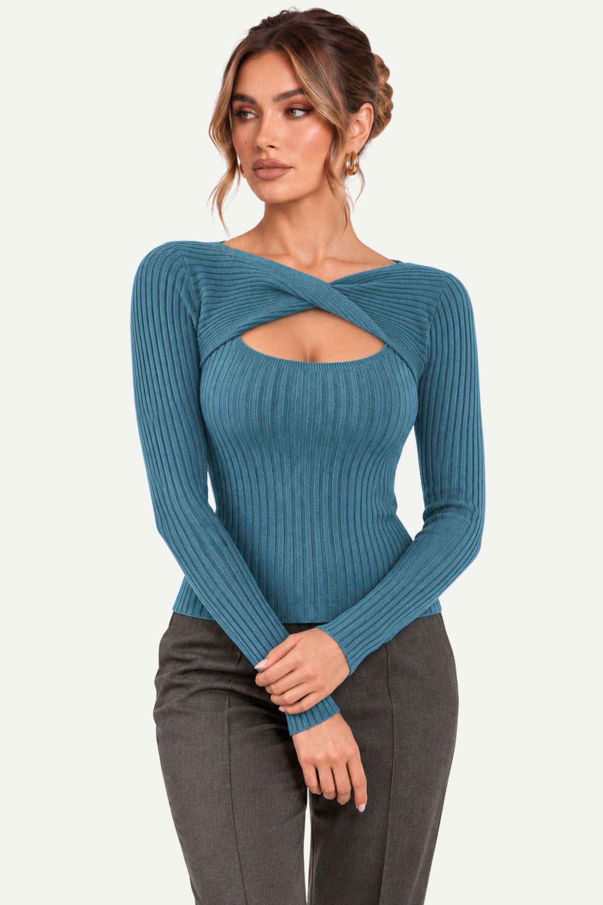 Marisol | Crossover Cutout Ribbed Top