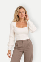 Evienne | Ribbed Square Neck Sweater