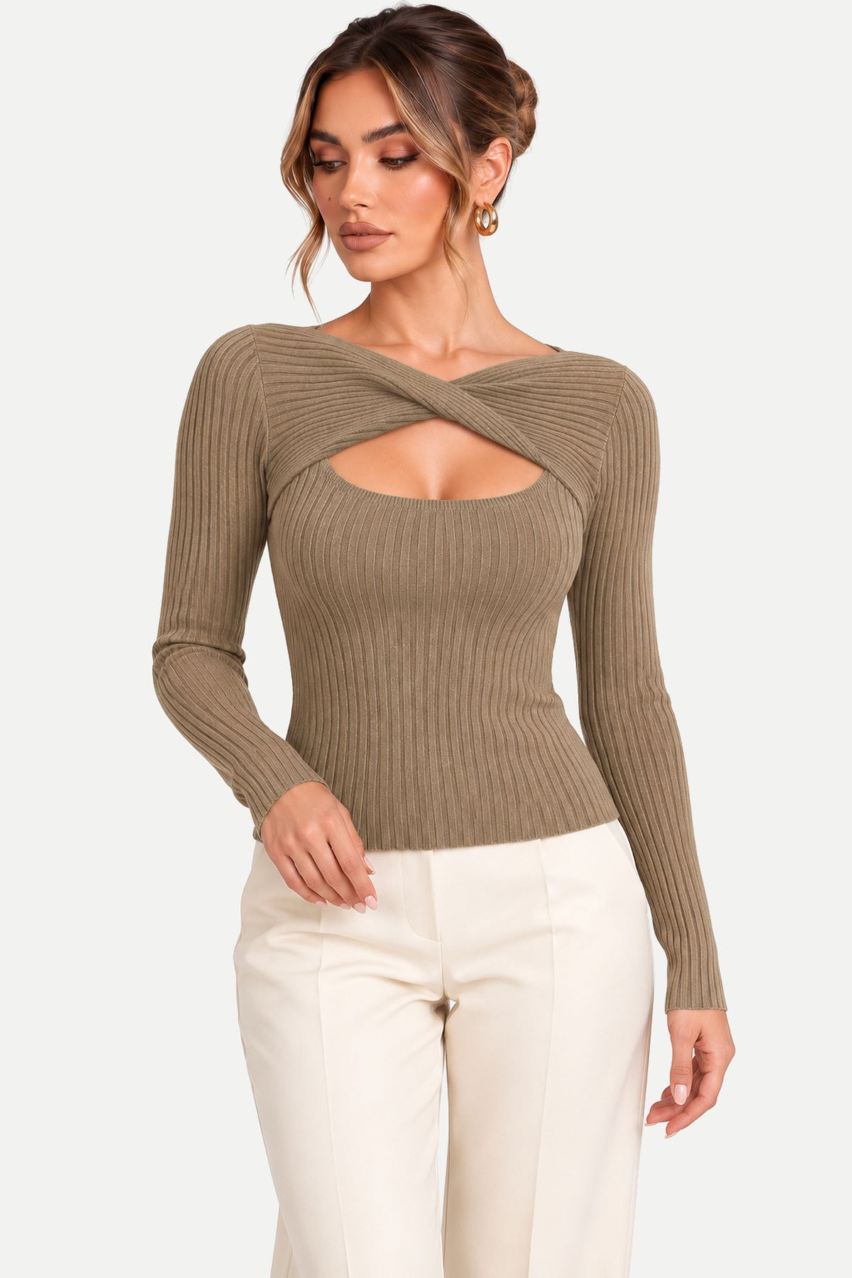 Marisol | Crossover Cutout Ribbed Top