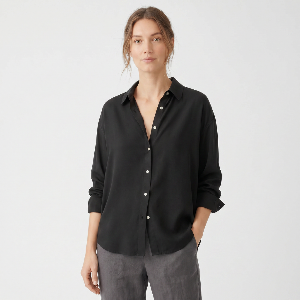 Norielle Women’s Satin Chiffon Blouse Loose Fit Long Sleeve