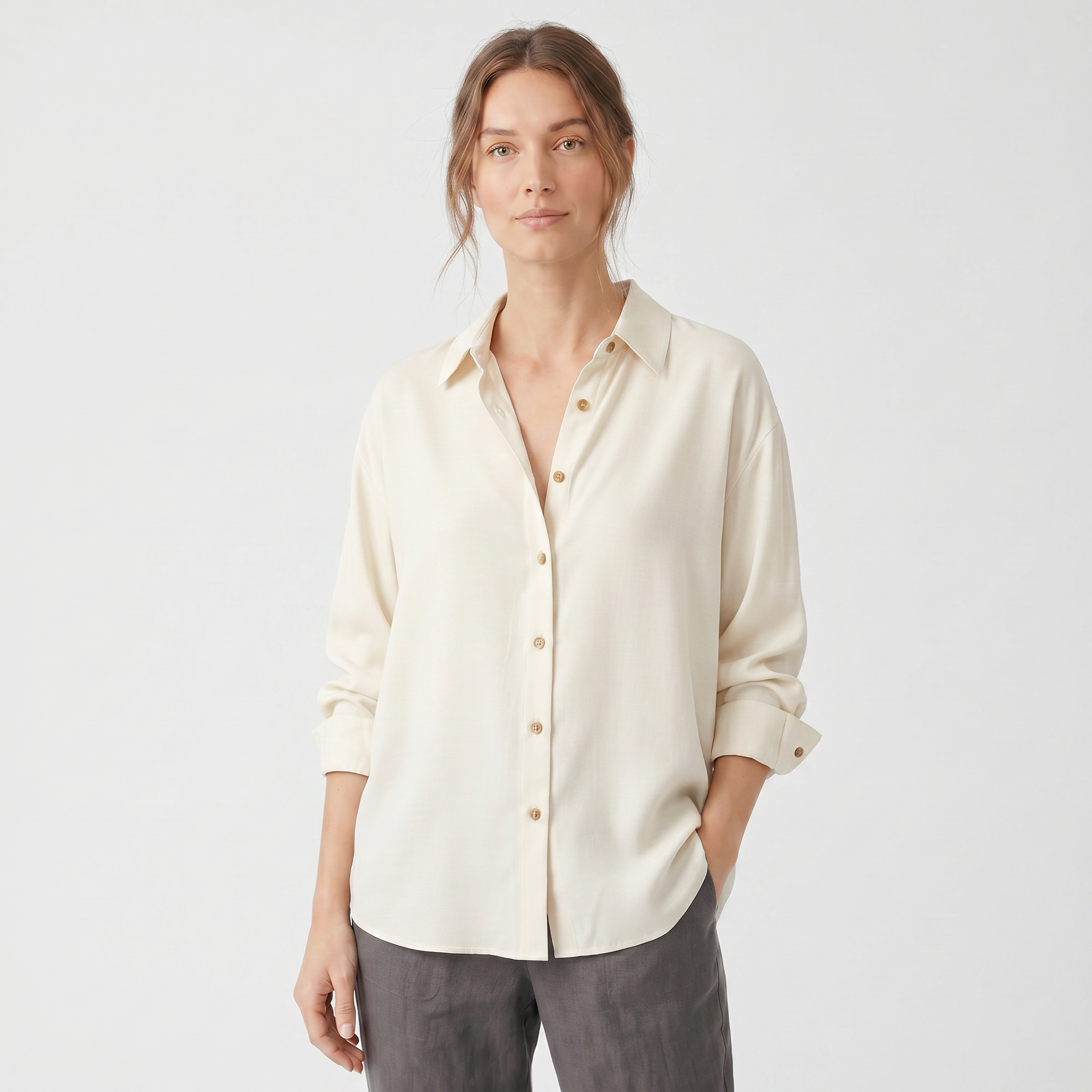 Norielle Women’s Satin Chiffon Blouse Loose Fit Long Sleeve