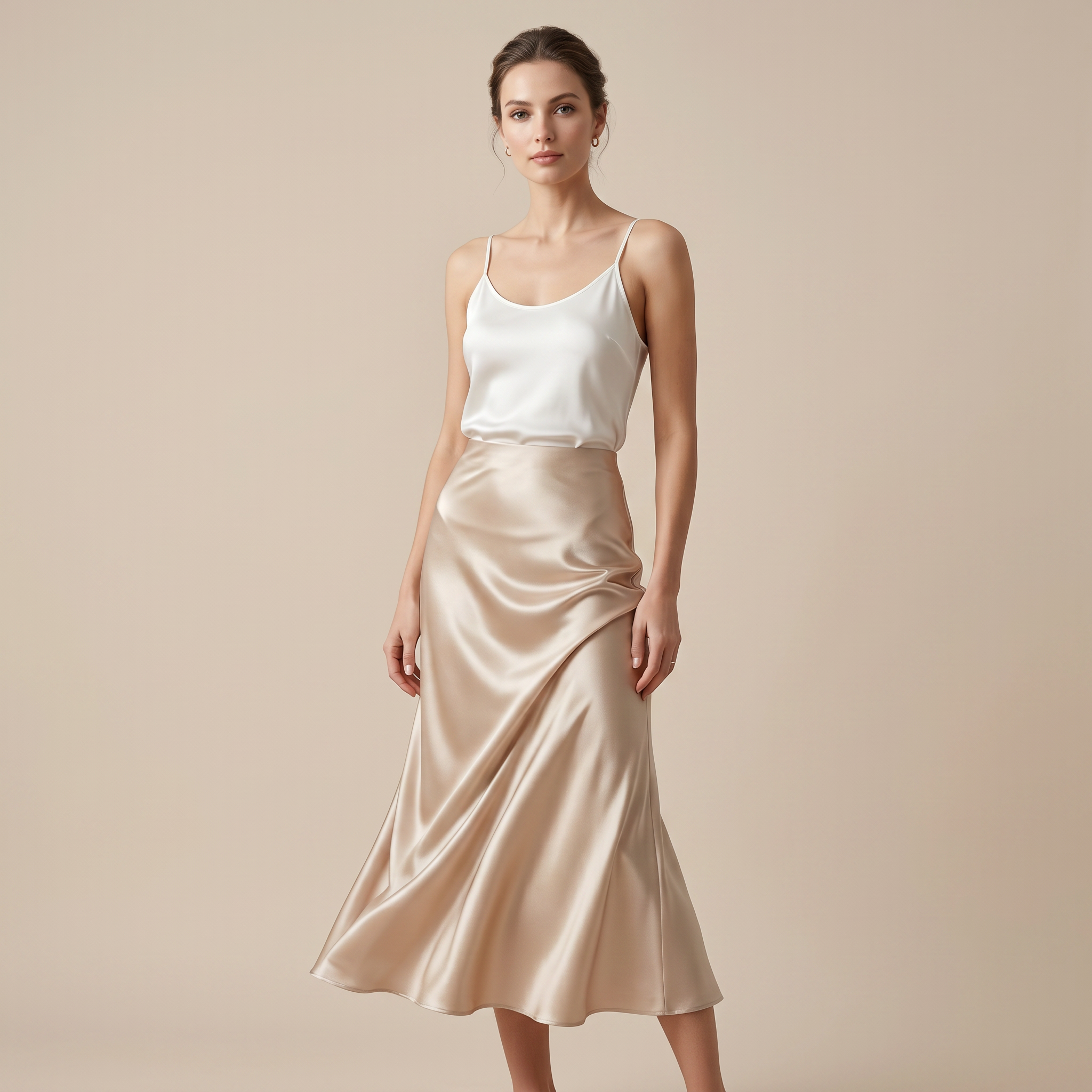 Norielle Women’s Premium Silk A-Line Midi Skirt