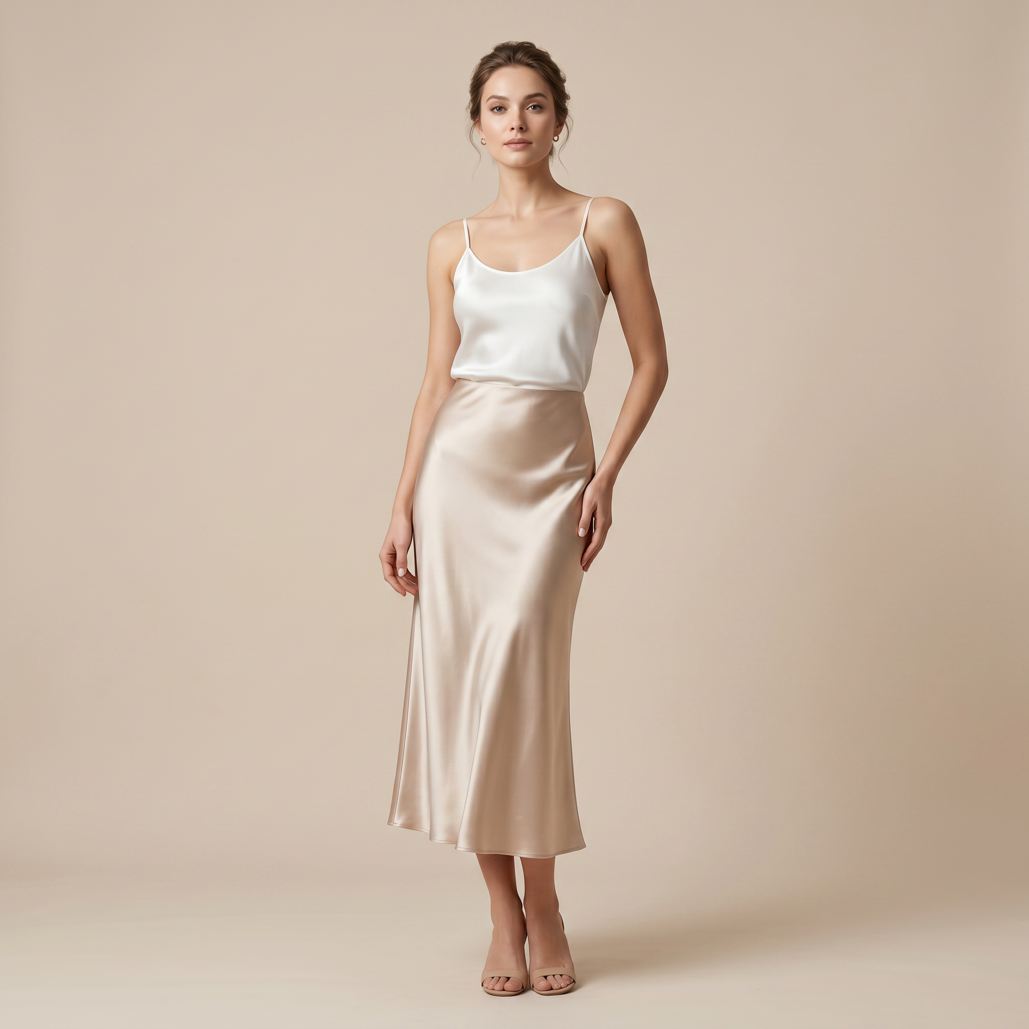 Norielle Women’s Premium Silk A-Line Midi Skirt