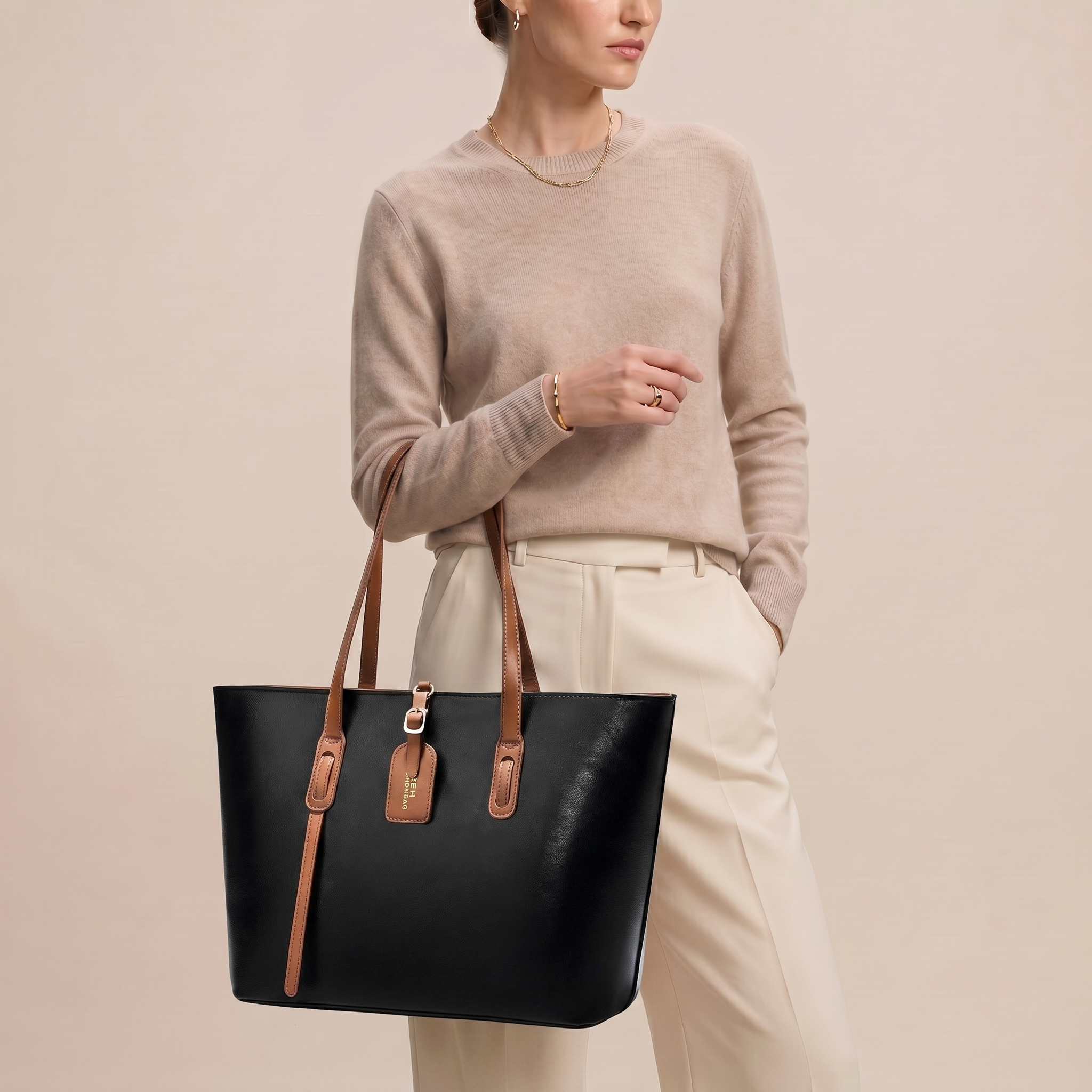 Norrielle Women’s Bucket Shoulder Bag Textured Leather Look