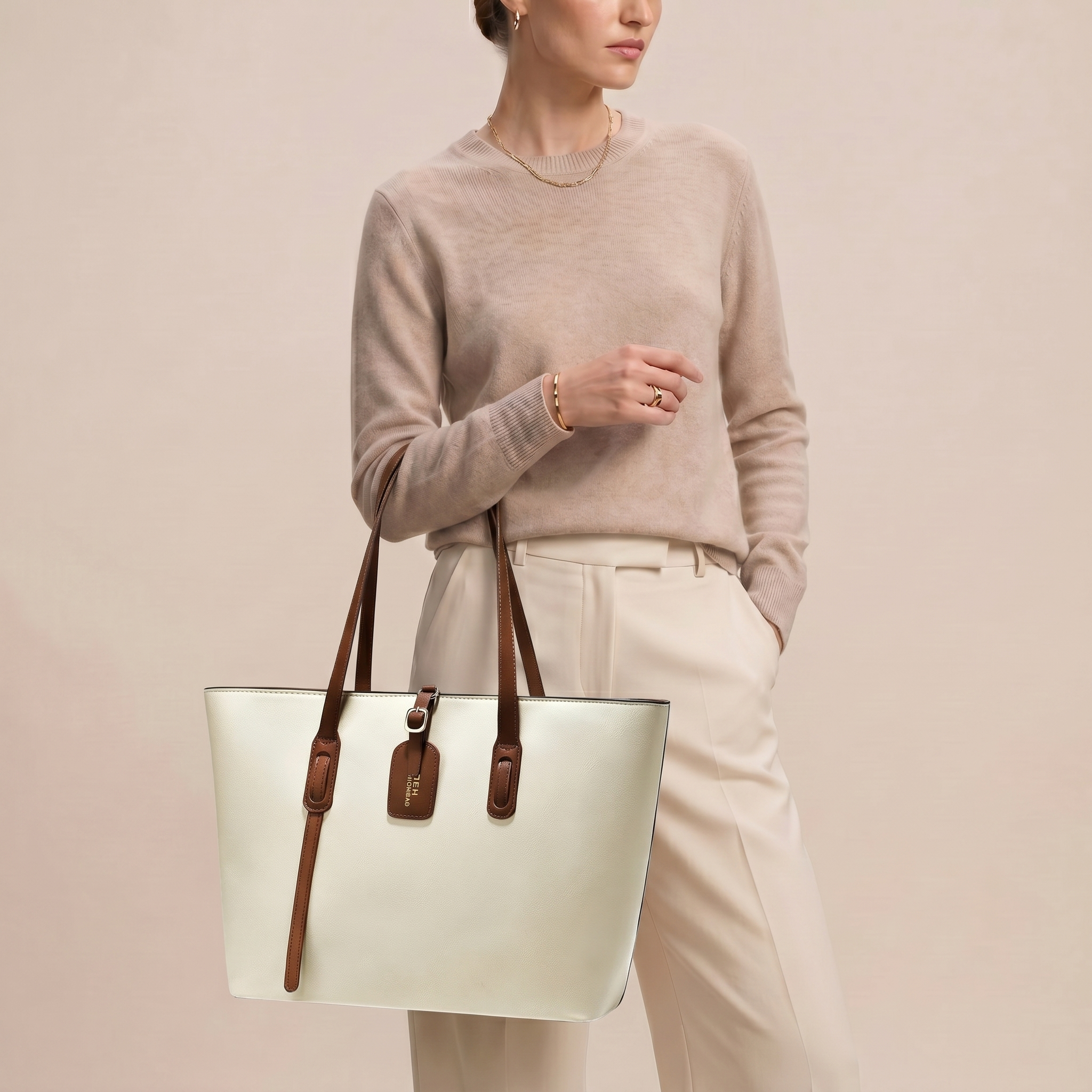Norrielle Women’s Bucket Shoulder Bag Textured Leather Look