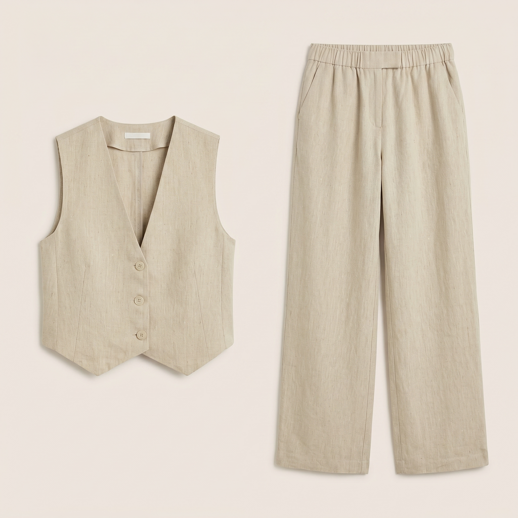 Norrielle Women’s Cotton Linen Sleeveless Trouser Set