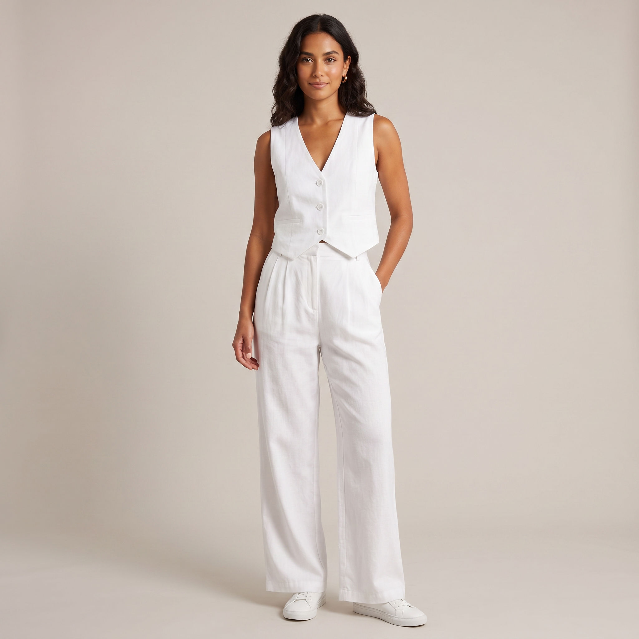 Norrielle Women’s Cotton Linen Sleeveless Trouser Set