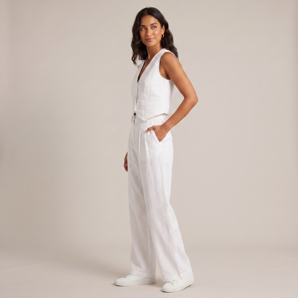Norrielle Women’s Cotton Linen Sleeveless Trouser Set