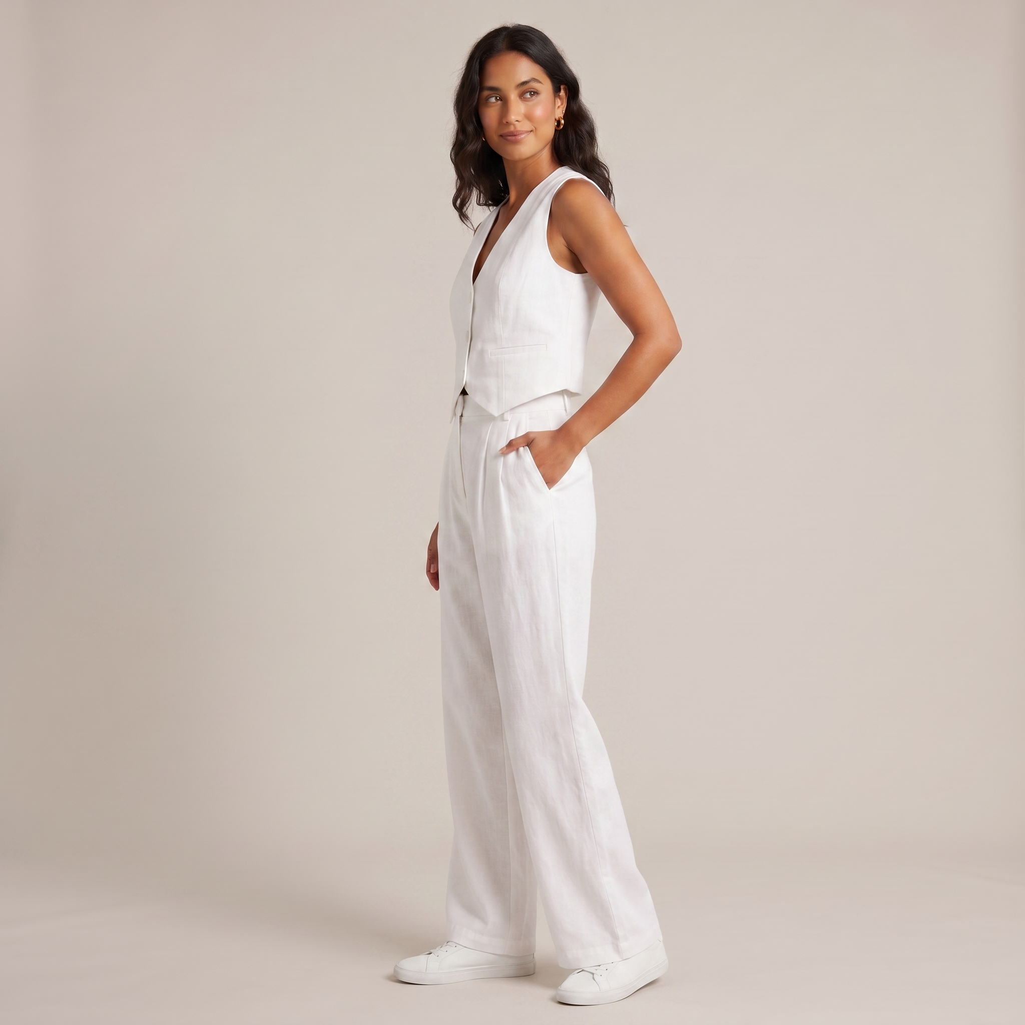 Norrielle Women’s Cotton Linen Sleeveless Trouser Set