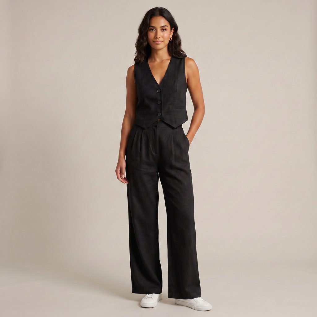 Norrielle Women’s Cotton Linen Sleeveless Trouser Set