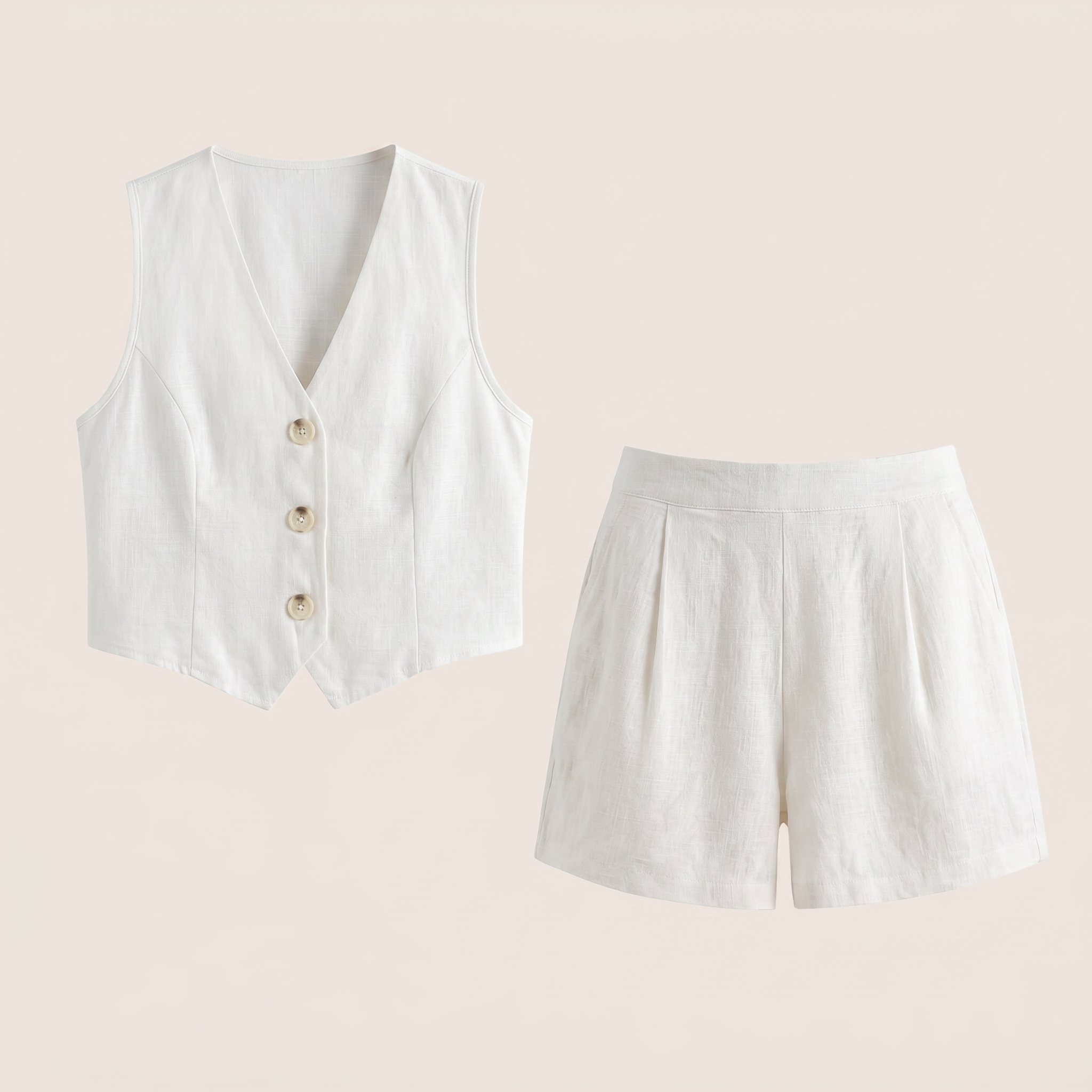Norrielle Women’s Linen Vest and Shorts Two-Piece Set