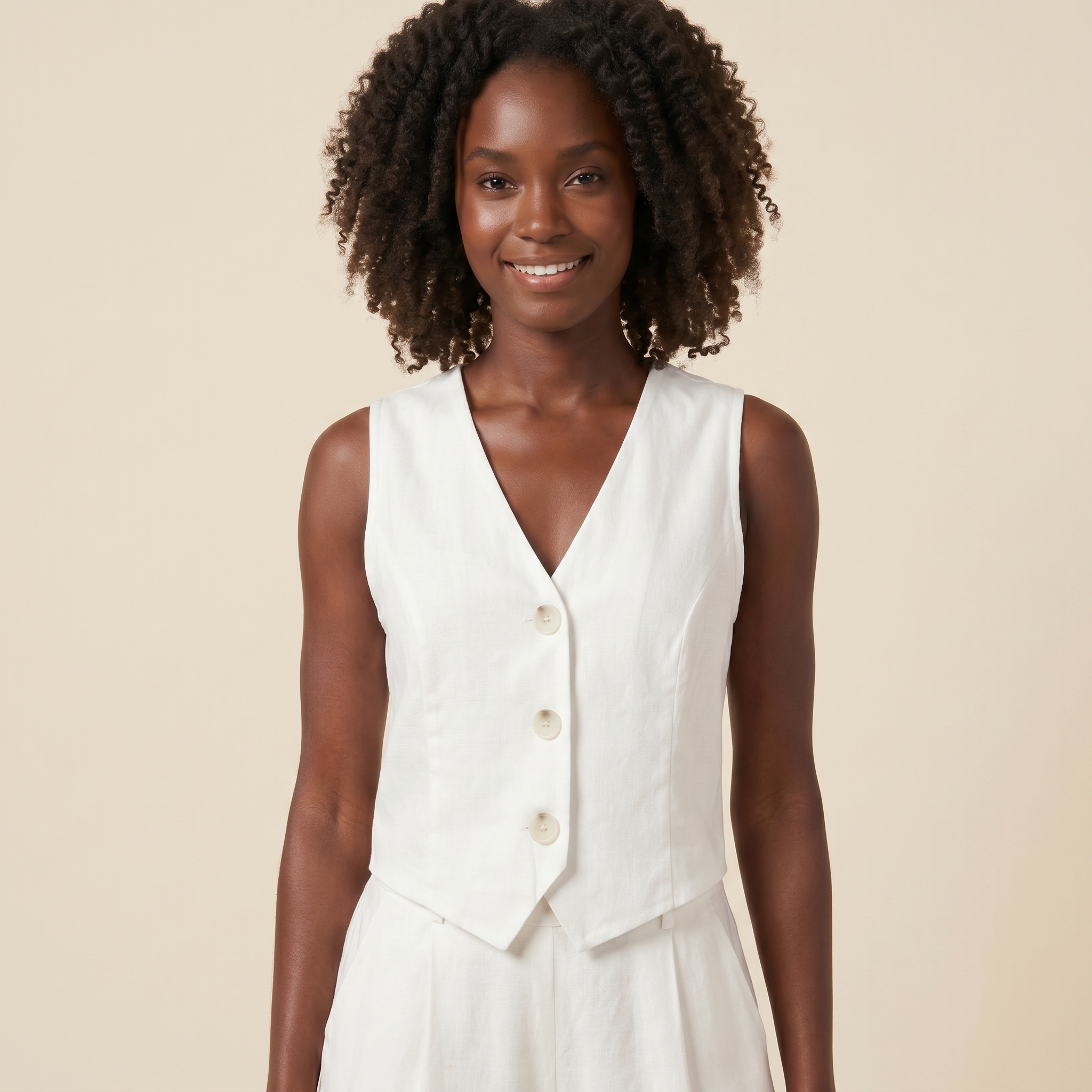 Norrielle Women’s Linen Vest and Shorts Two-Piece Set