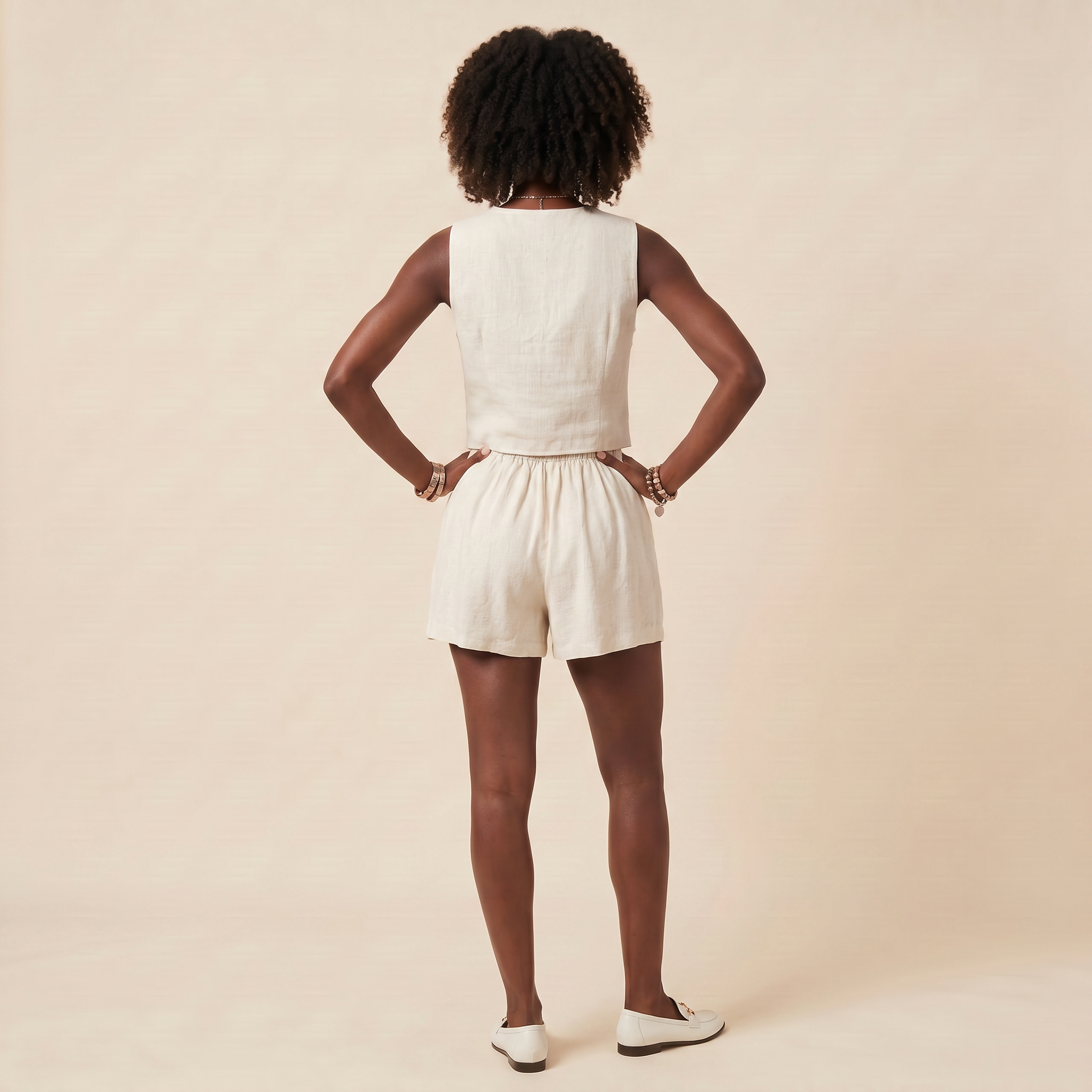 Norrielle Women’s Linen Vest and Shorts Two-Piece Set