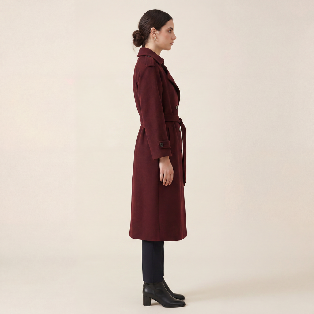 Norielle Women’s Wool Blend Long Coat Elegant Double Breasted Fit