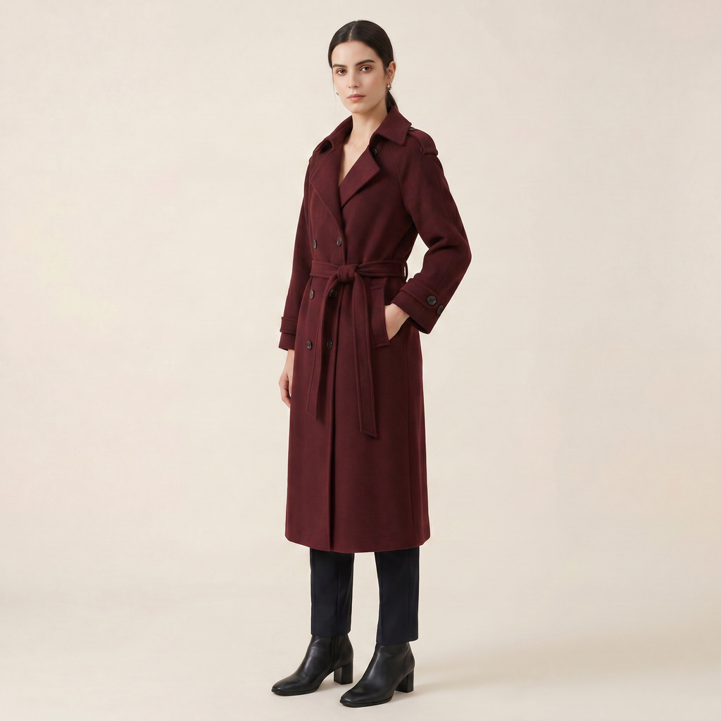 Norielle Women’s Wool Blend Long Coat Elegant Double Breasted Fit