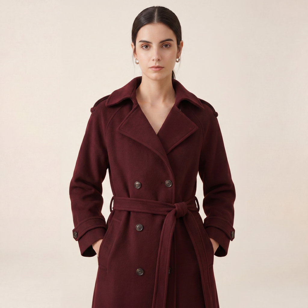 Norielle Women’s Wool Blend Long Coat Elegant Double Breasted Fit