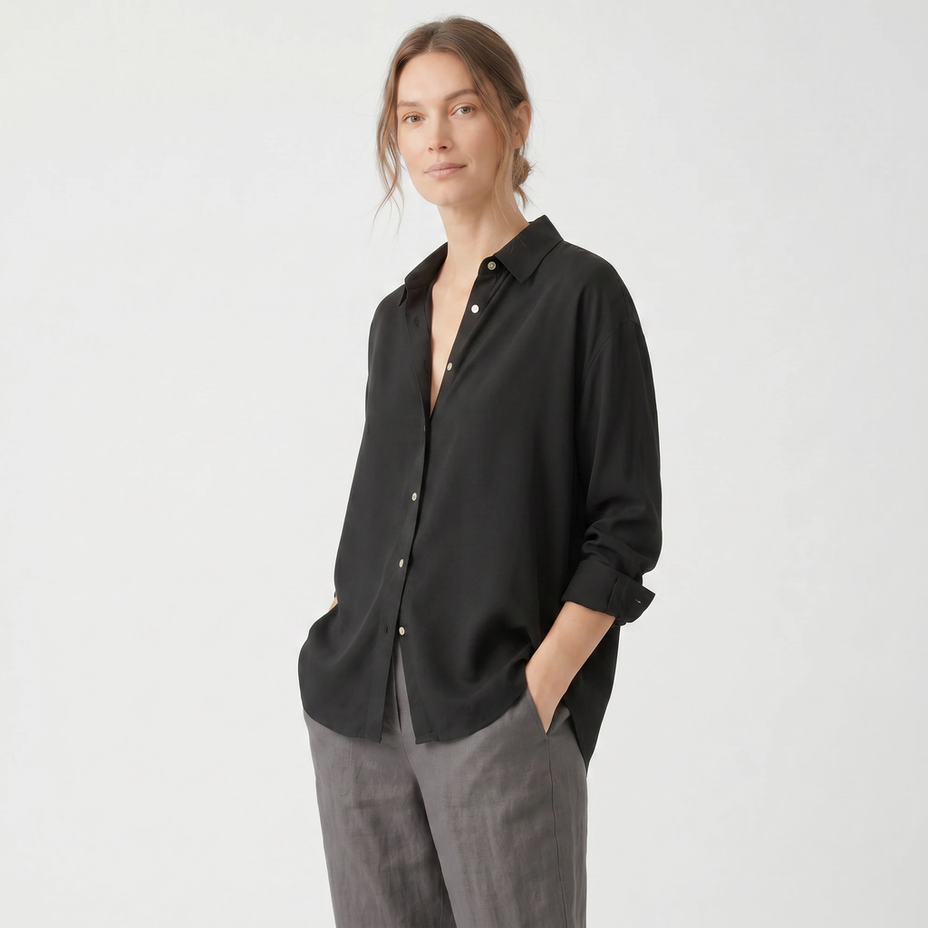 Norielle Women’s Satin Chiffon Blouse Loose Fit Long Sleeve