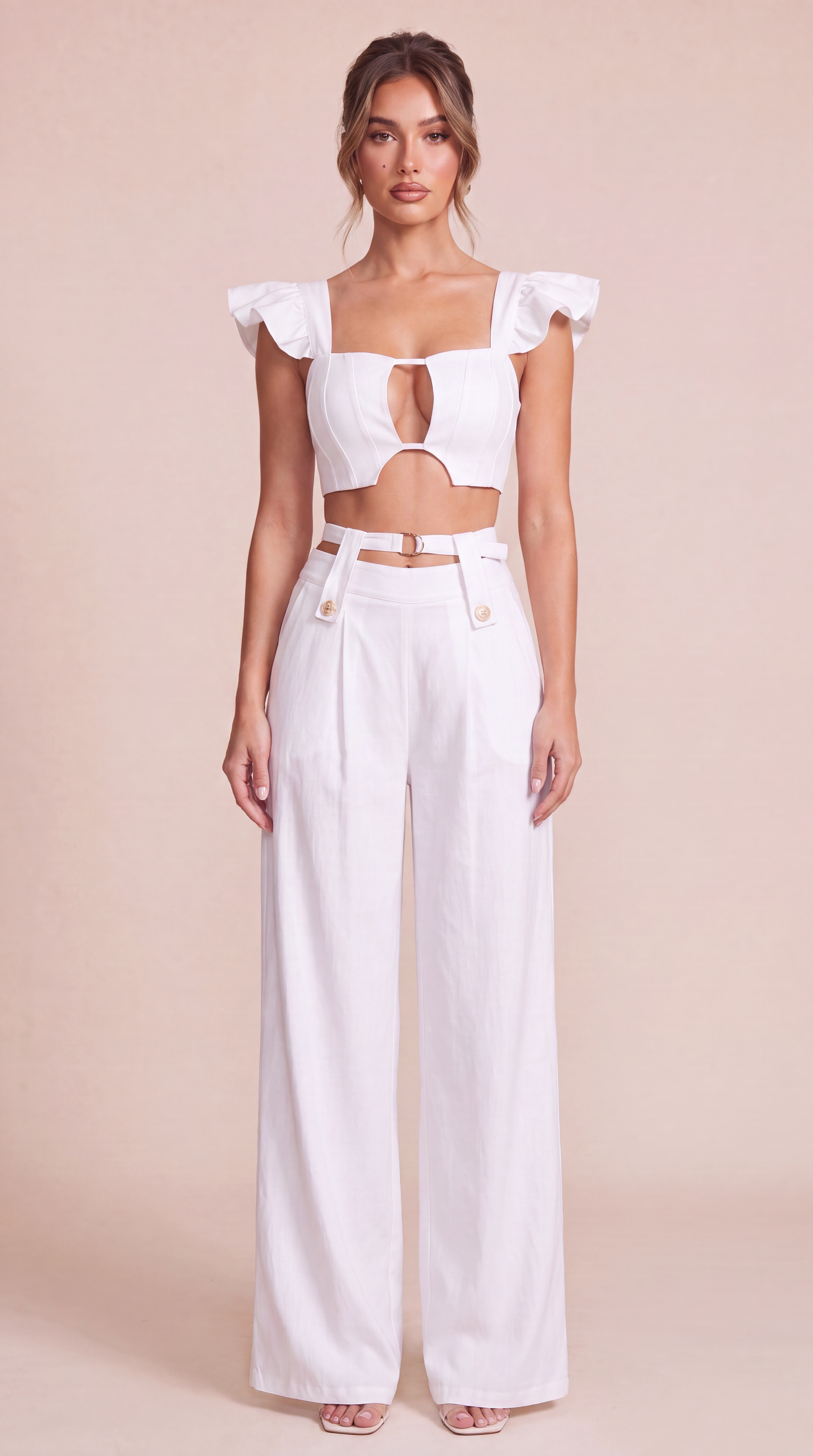 Florence | Square Neck Cut-Out Two-Piece Skirt Set