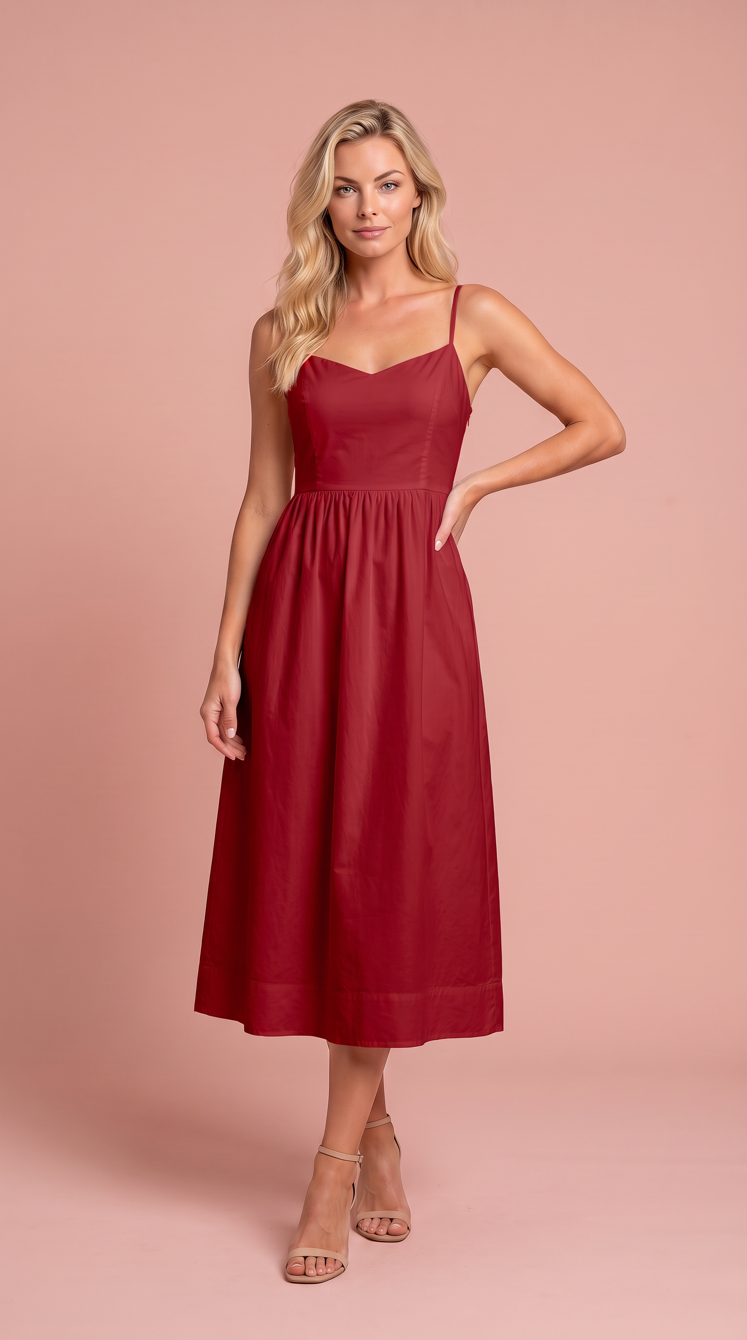 Anaïs | Slim Fit Spaghetti Strap Midi Dress