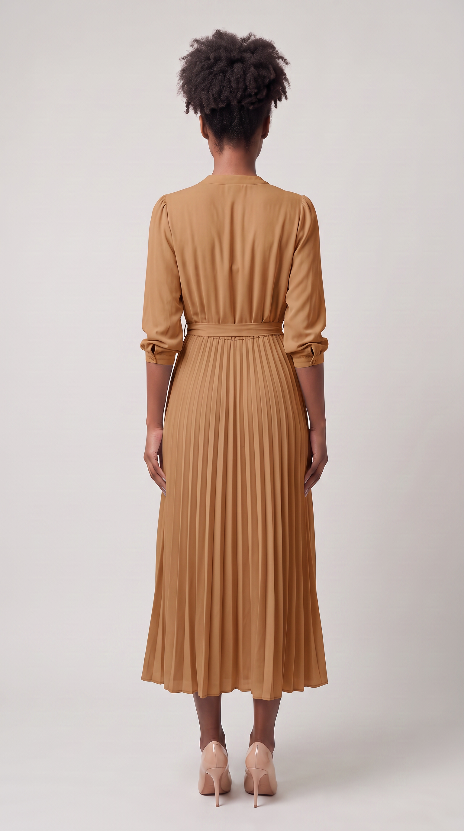 Geneviève | Long Sleeve Chiffon Pleated Maxi Dress