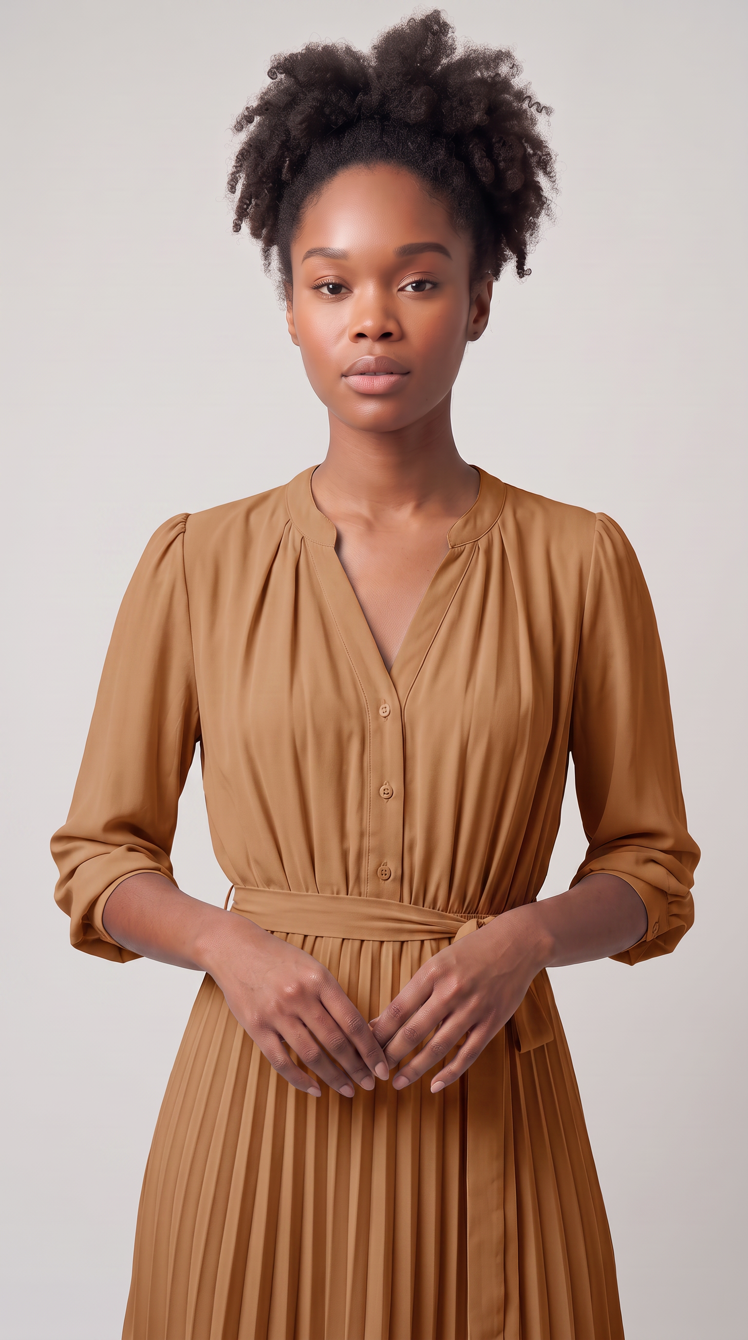 Geneviève | Long Sleeve Chiffon Pleated Maxi Dress
