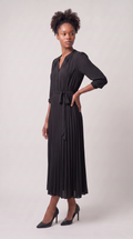 Geneviève | Long Sleeve Chiffon Pleated Maxi Dress