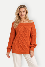 Annelise | Cable-Knit Off-Shoulder Sweater