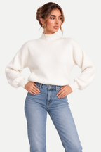 Rosalind | Ribbed Mock Neck Knit Sweater